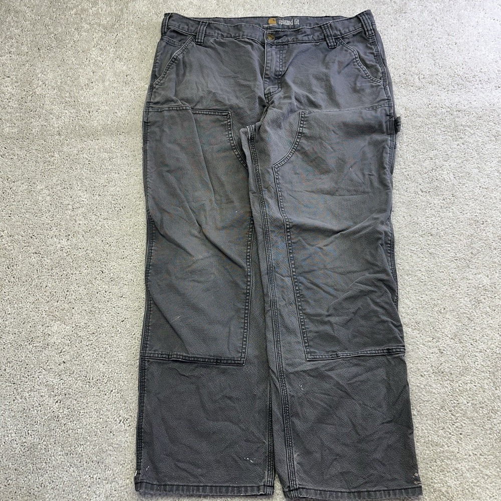 Men's Carhartt Double Knee Relaxed Fit Canvas Carpenter Pants Size 38x28 Navy